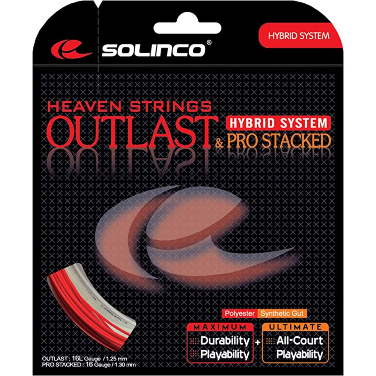 Solinco Outlast+Pro-Stacked Hybrid Tennis String Set - 16L + 16