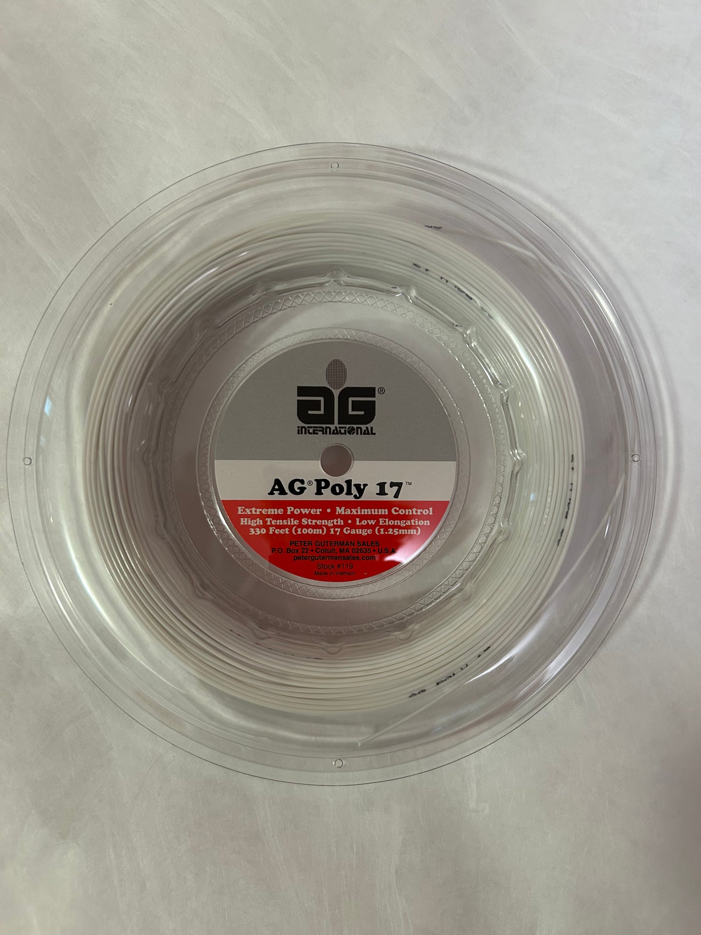 AG Poly 17G Tennis String Reel 330' - White