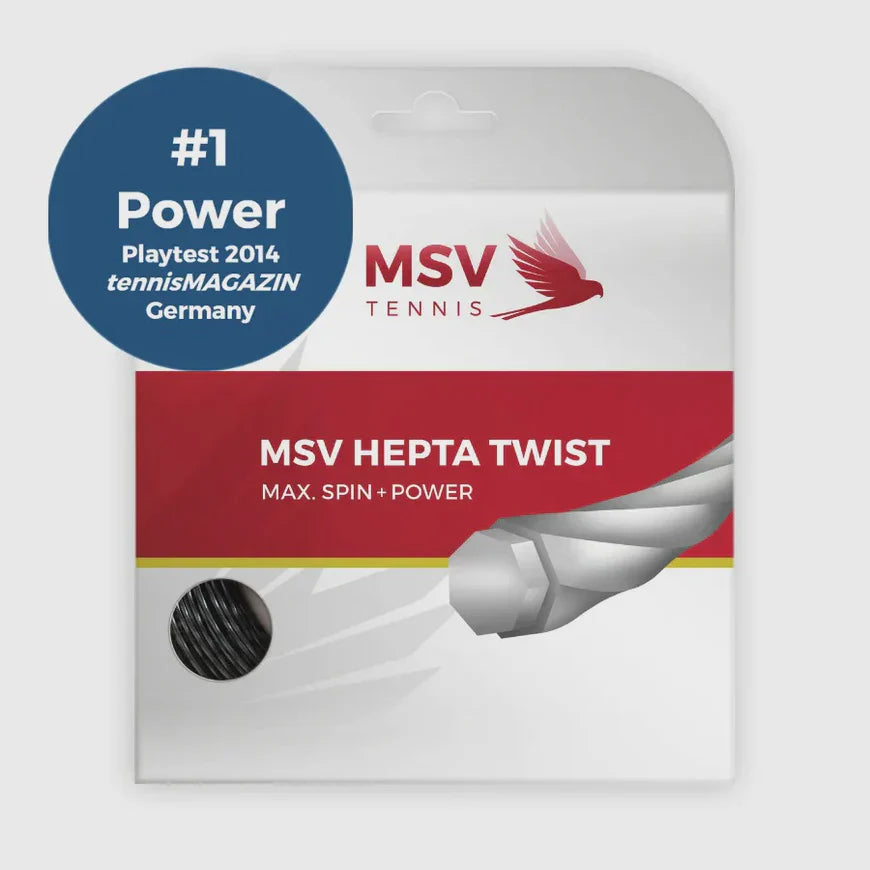 MSV Hepta Twist Tennis String Set, 1.25 Gauge, Anthracite