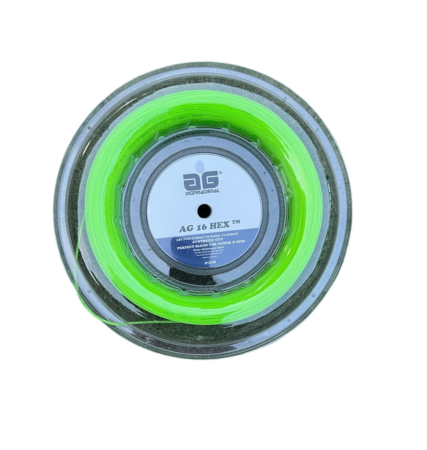 AG 16 Hex Synthetic Gut Tennis String Reel - Neon Green
