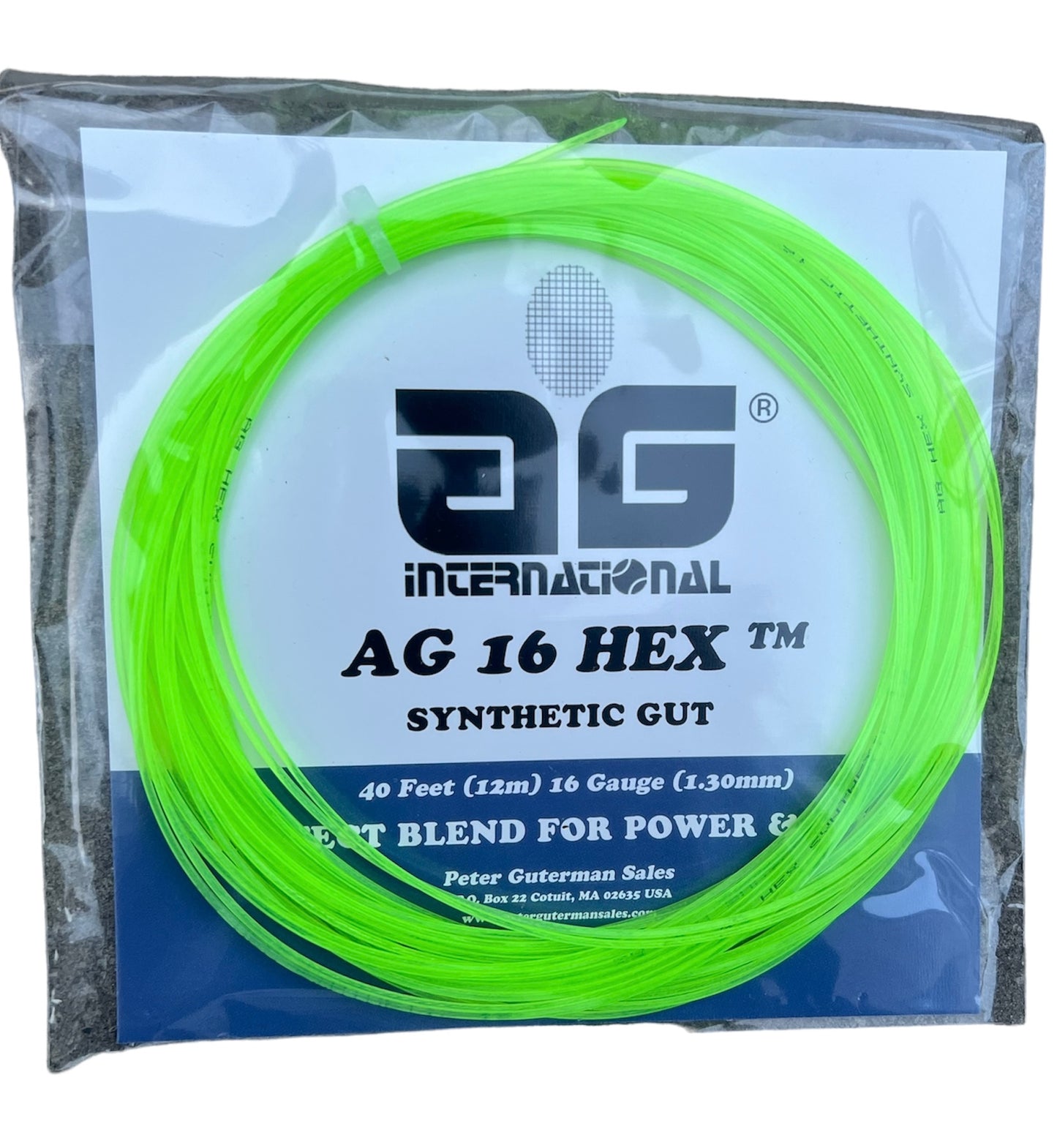 AG 16 Hex Synthetic Gut Tennis String Set - Neon Green