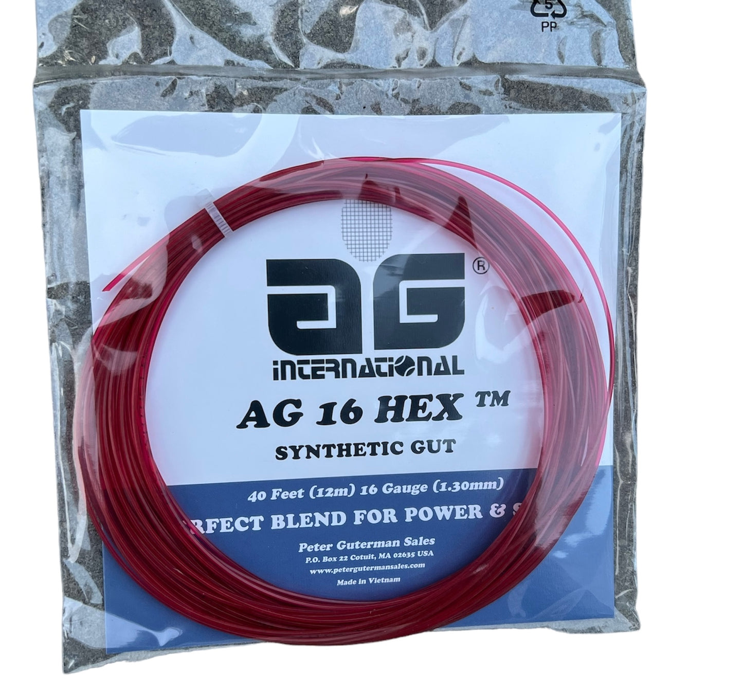 AG 16 Hex Synthetic Gut Tennis String Set - Red