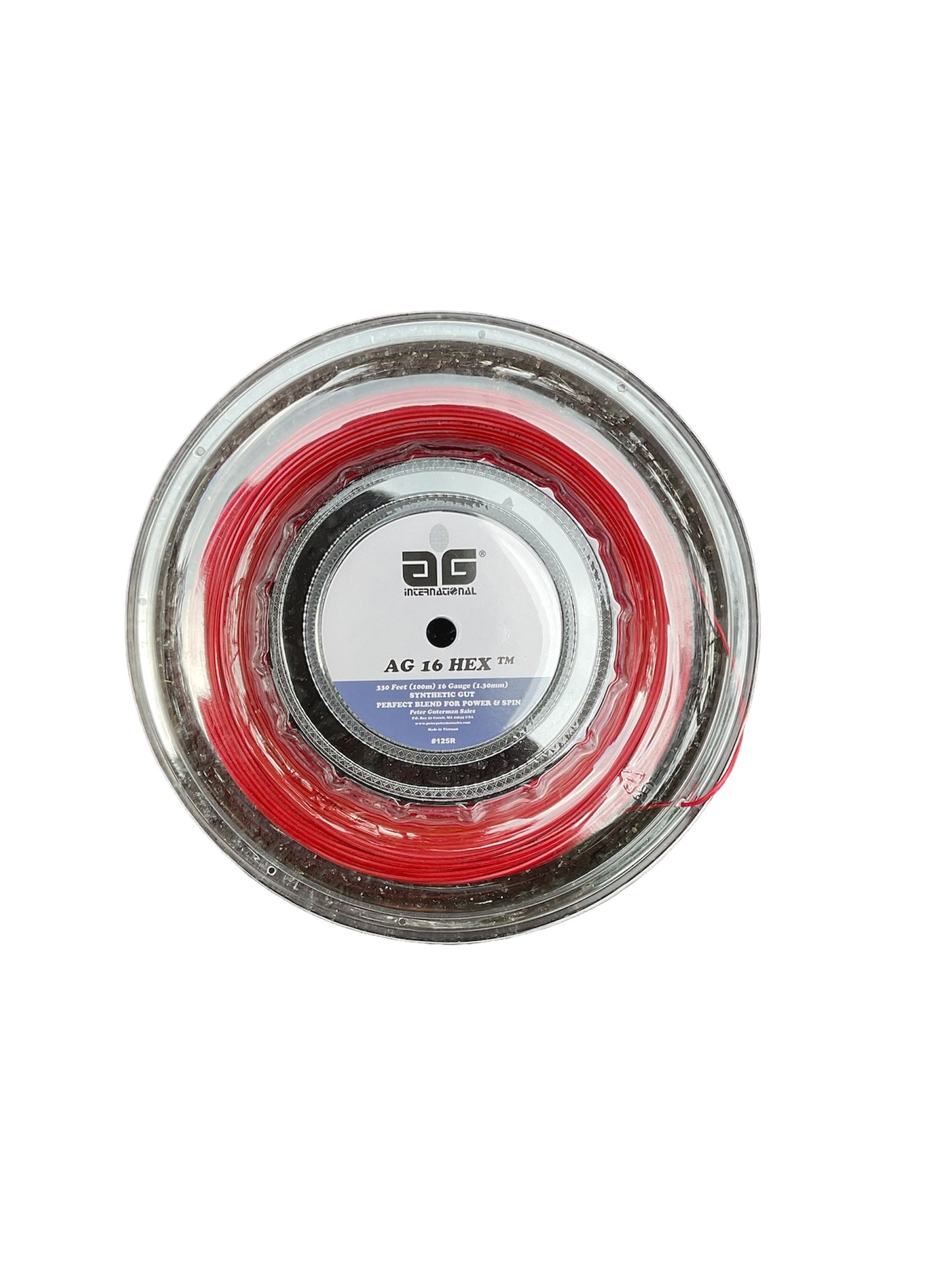 AG 16 Hex Synthetic Gut Tennis String Reel - Red