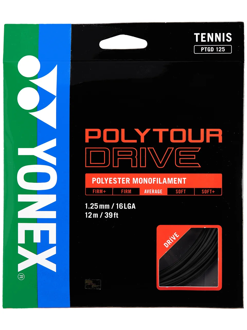 Yonex Poly Tour Drive 125/16L Tennis String Set Black
