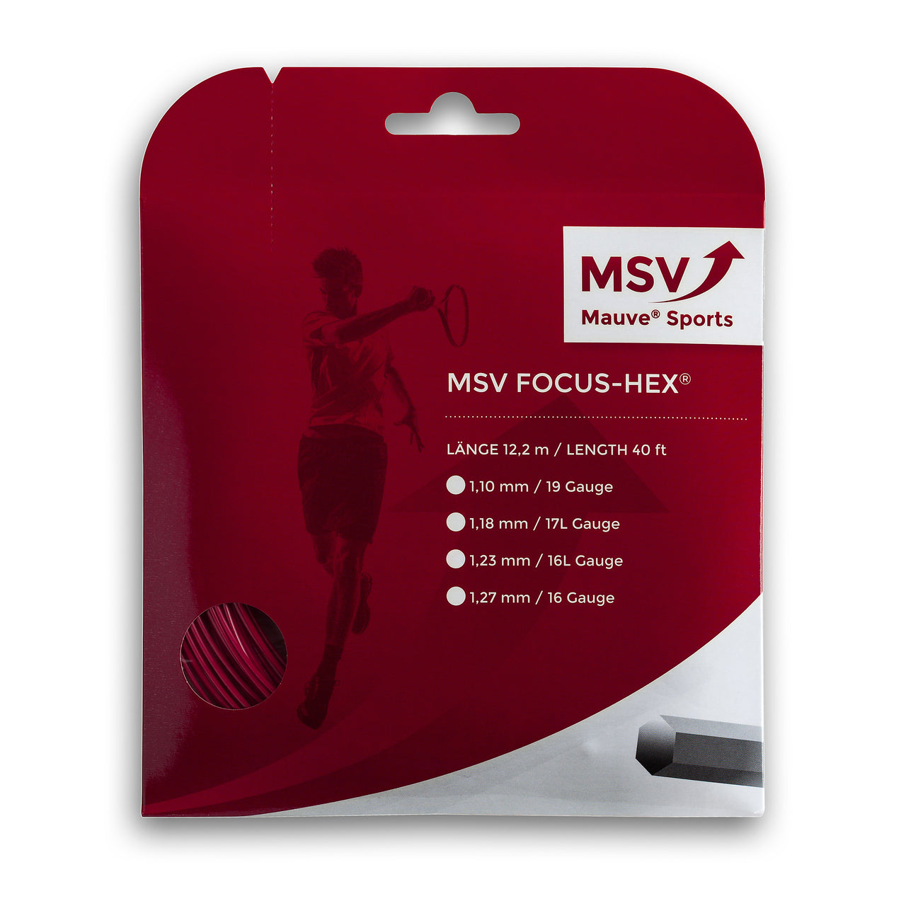 MSV Focus HEX Tennis String Set, 1.27 Gauge, Red