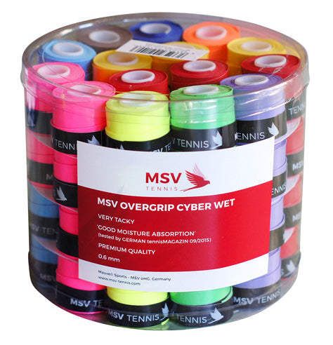 MSV Cyber Wet Overgrip 60 Piece Bucket  With 10 Assorted Colors