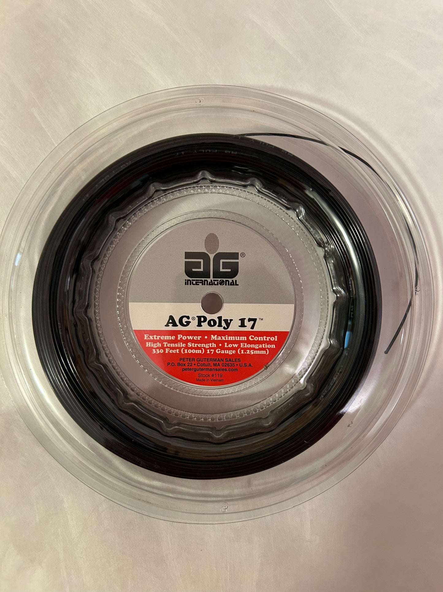 AG Poly 17G Tennis String Reel 330' - Black