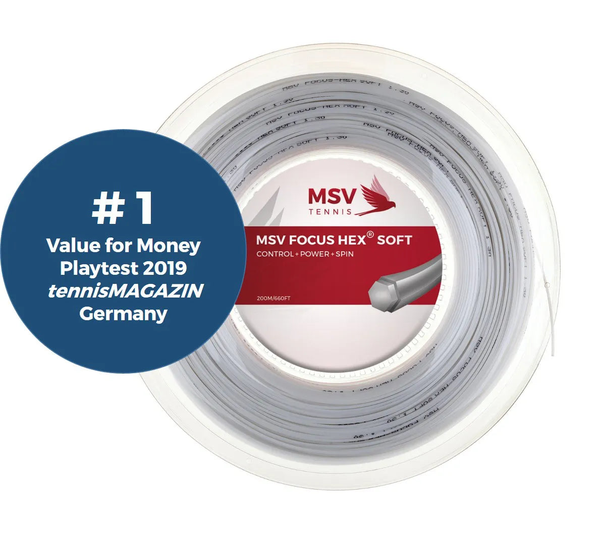 MSV Focus HEX Soft Tennis String Reel 200m 1.20mm white