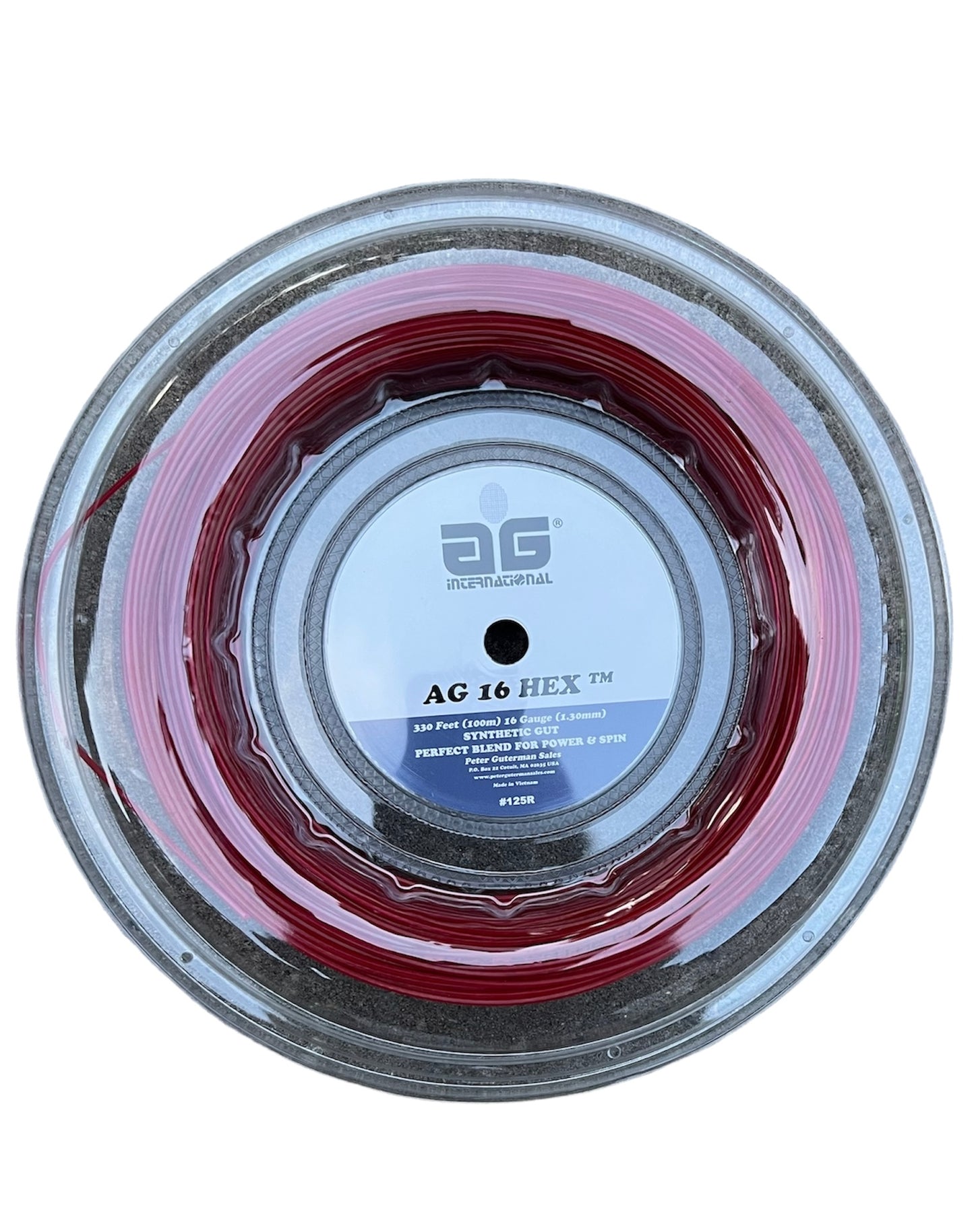 AG 16 Hex Synthentic Gut Tennis String Reel - Red