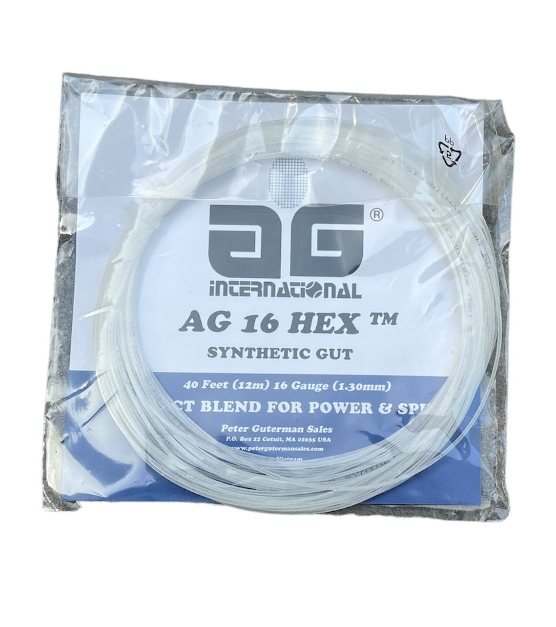 AG 16 Hex Synthentic Gut Tennis String Set - White