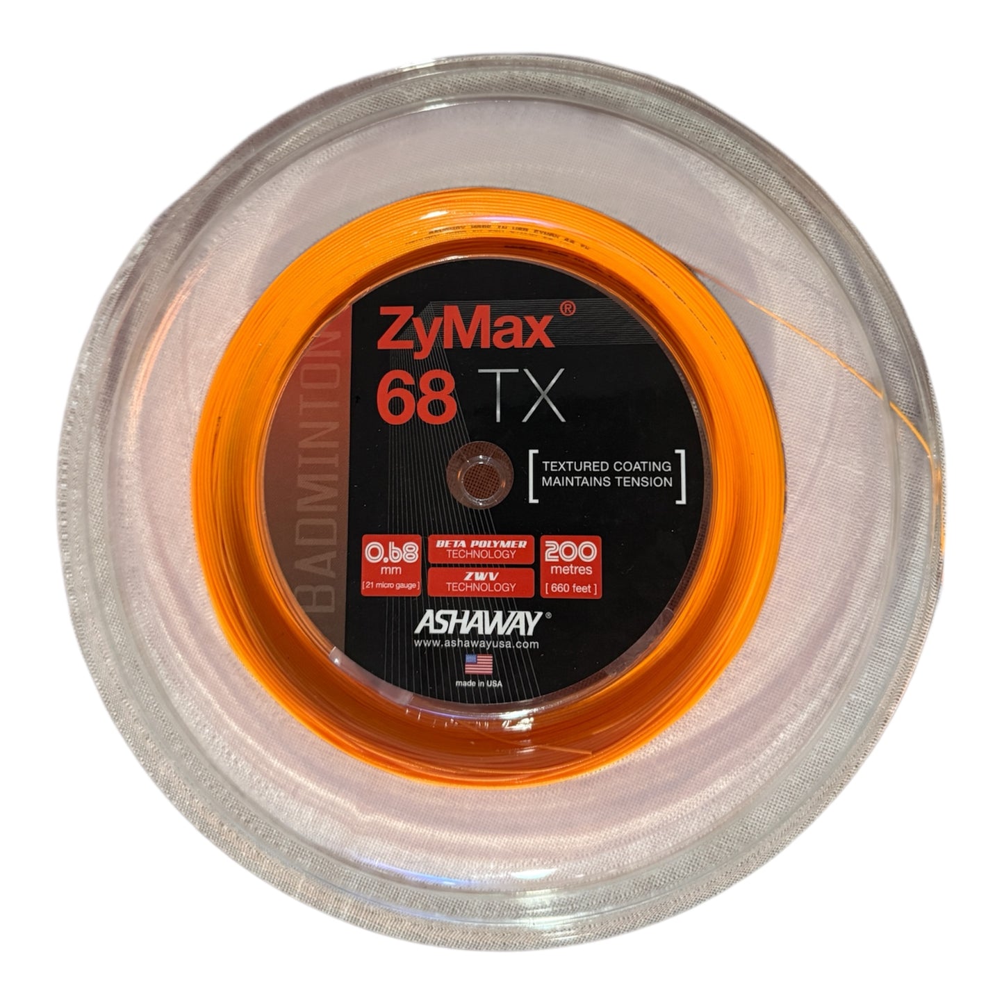 Ashaway Zymax 68 TX Badminton String Reel ORANGE (200m)
