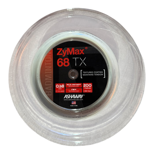 Ashaway Zymax 68 TX Badminton String Reel WHITE (200m)