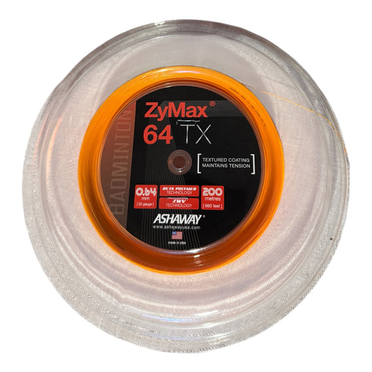 Ashaway Zymax 64 TX - Badminton String Reel ORANGE (200m)