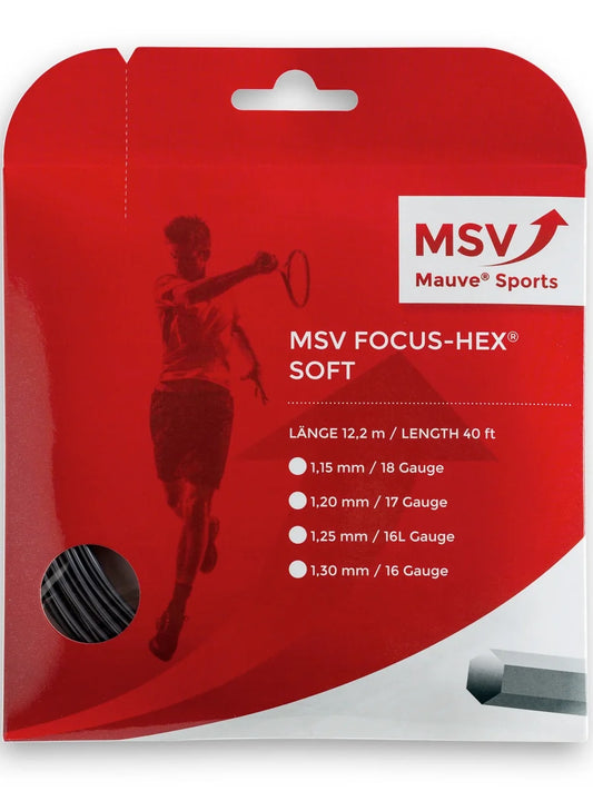 MSV Focus HEX Soft Tennis String Set, 1.20 Gauge, Black