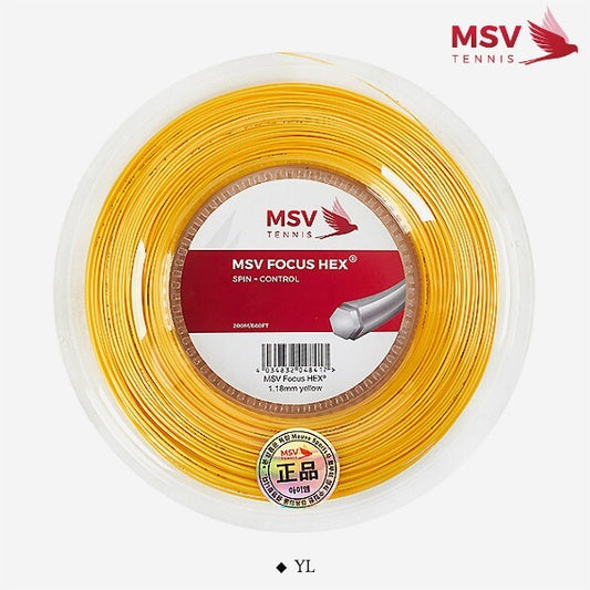 MSV Focus HEX Tennis String Reel 200m 1.23mm Yellow
