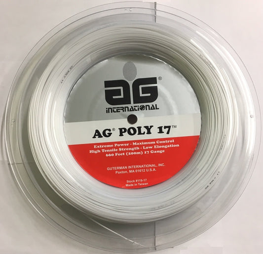 AG Poly 17 Tennis String 660' Reel - White