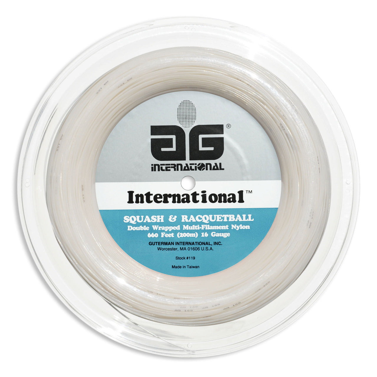 AG International Nylon Squash and Racquetball String Reel-White
