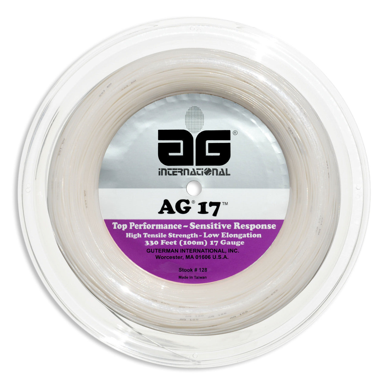 AG 17 Synthetic Gut Tennis String Reel-17-White