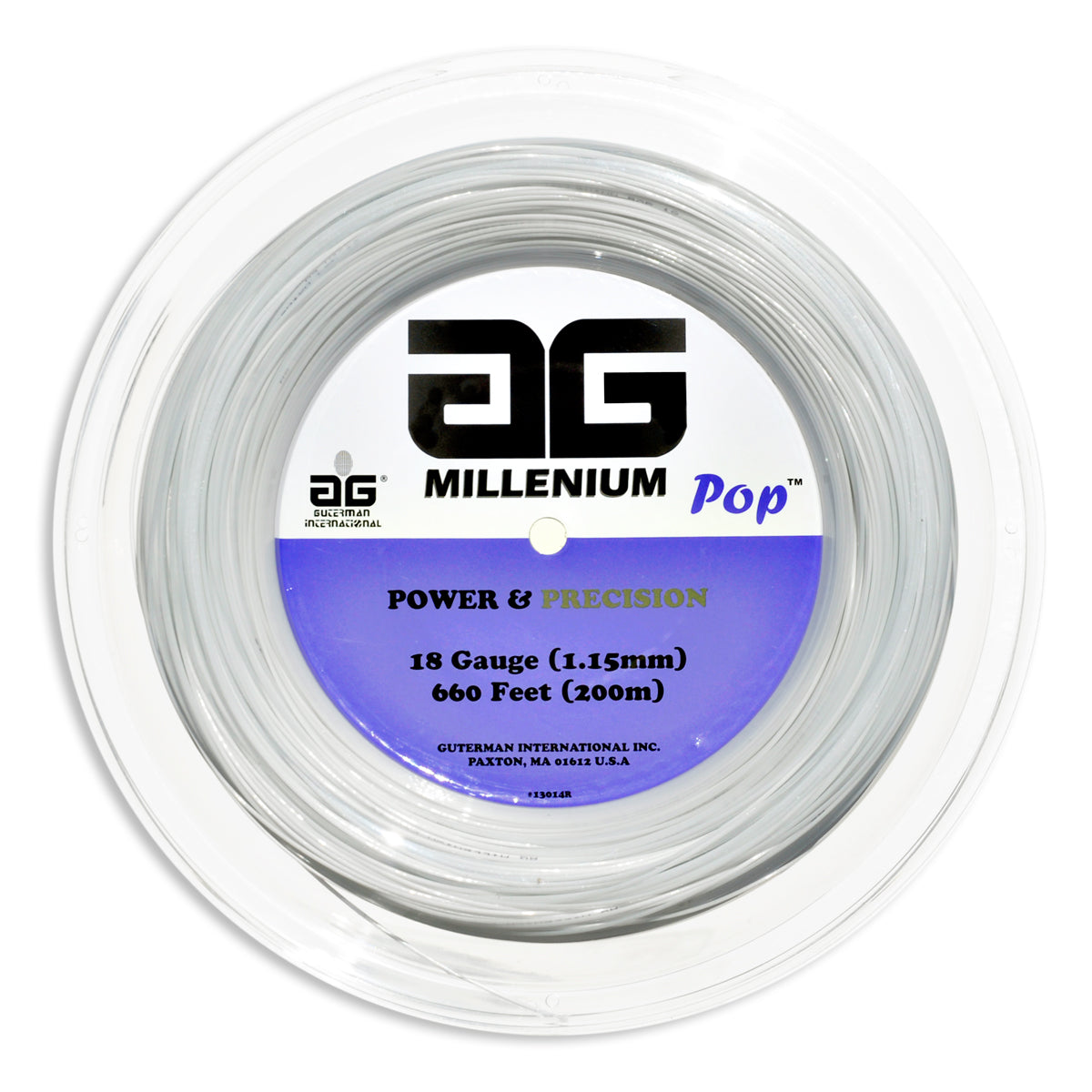 AG Millenium Pop Tennis String Reel-18-White