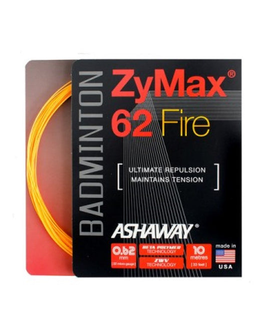 Ashaway ZyMax 62 Fire Badminton String Set-Fire Orange