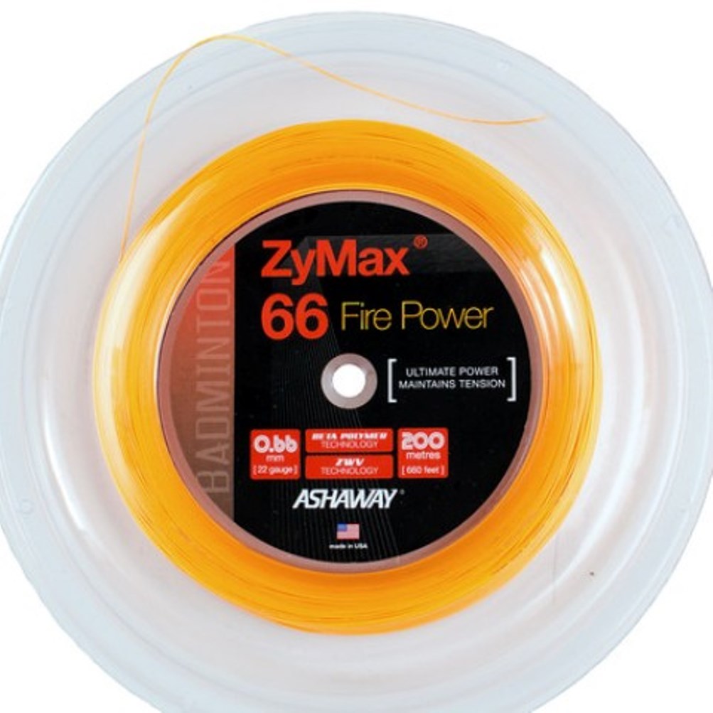 Ashaway ZyMax 66 Fire Power Badminton String Reel-Fire Orange