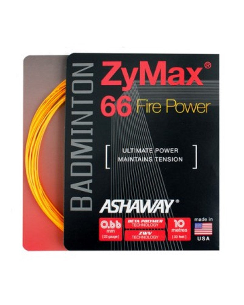 Ashaway ZyMax 66 Fire Power Badminton String Set-Fire Orange