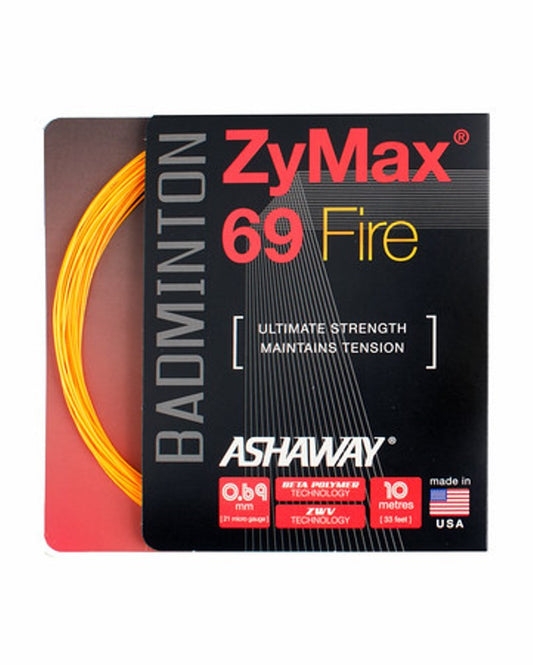Ashaway ZyMax 69 Fire Badminton String Set-Fire Orange