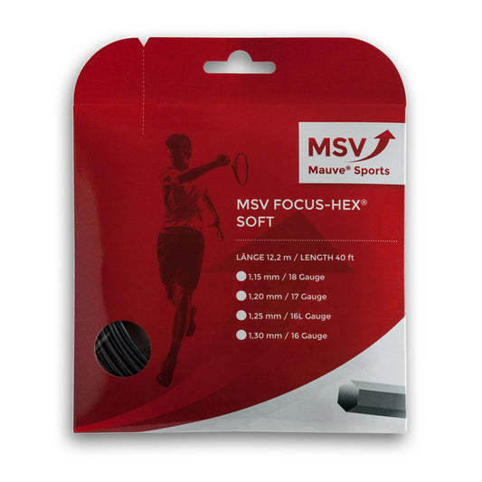 MSV Focus HEX Soft Tennis String Set, 1.25 Gauge, Black
