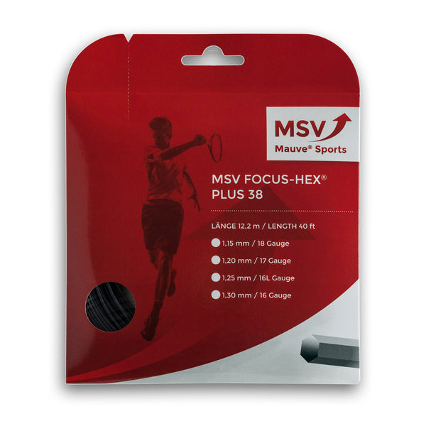 MSV Focus HEX Plus 38 Tennis String Set, 1.25 Gauge, Black