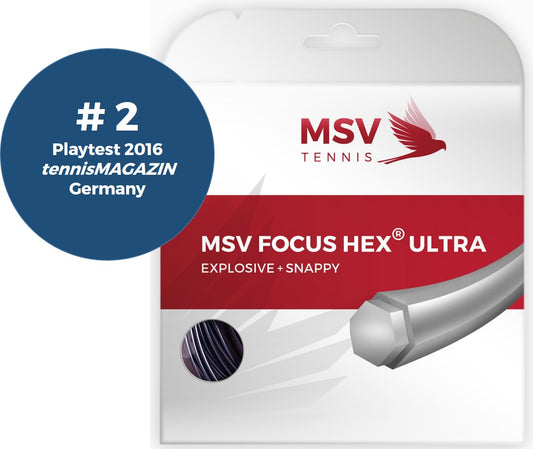 MSV Focus HEX Ultra Tennis String Set, 17 Gauge 1.20, Black