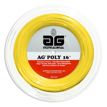 AG POLY 16 Tennis String Reel with FREE AG Millenium Pop Tennis String Set-16
