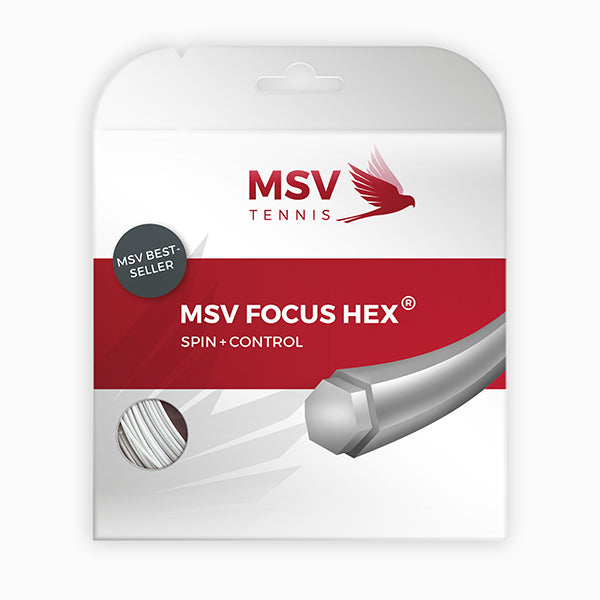 MSV Focus HEX Tennis String Set, 1.23 Gauge, White