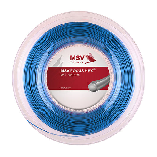 MSV Focus HEX Tennis String Reel, 16/1.27 Gauge, Sky Blue