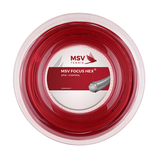 MSV Focus HEX Tennis String Reel, 16l/1.23 Gauge, Red
