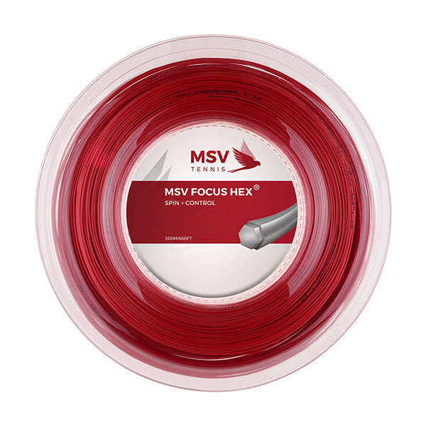 MSV Focus HEX Tennis String Reel, 16/1.27 Gauge,  Red