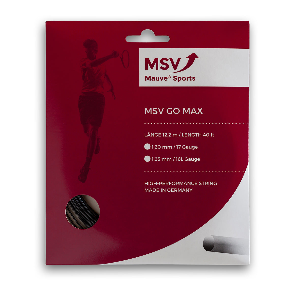 MSV GO MAX Tennis String 12m Gauge: 16L 1.25mm Black