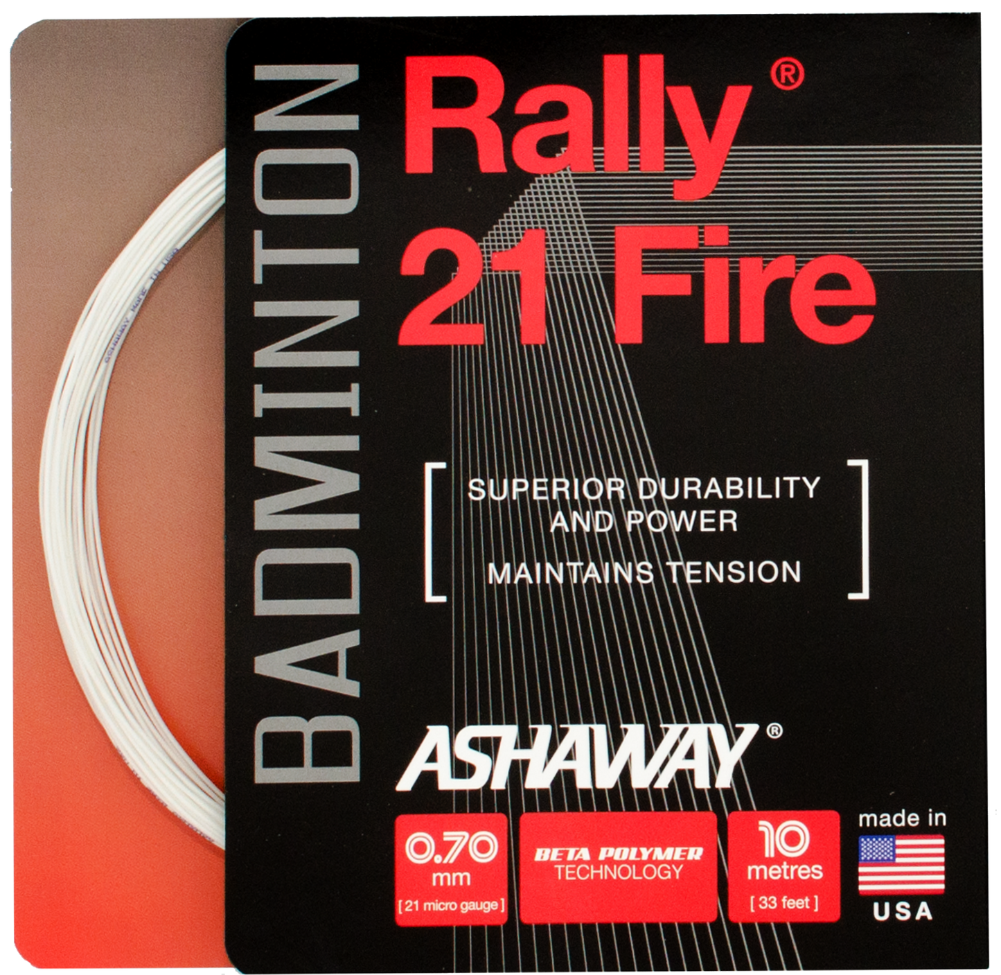 Ashaway Rally 21 Fire White Badminton String Set